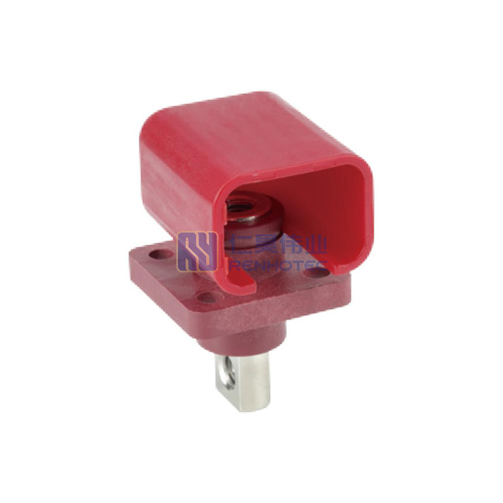 Single Stud Type Junction Blocks 120A Internal Screw (M6) Busbar with M6  Flange Mounting With Cap Red