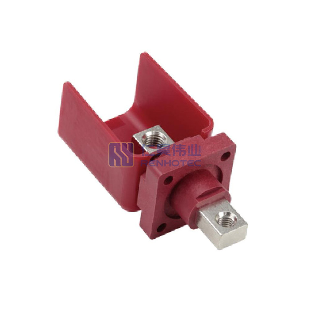 Single Stud Type Junction Blocks 150A Busbar with M8 Busbar with M6 Flange  Mounting Red With Cap
